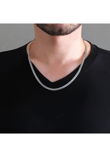 Silver Renk Çelik Erkek Press Snake Zincir (504282116) Metalik