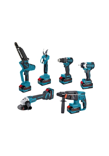 Catpower CAT1560 Kömürsüz 20V 3x4.0AH Akülü 6'lı Set Kırıcı Delici Darbeli Vidalama