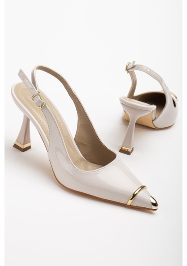 Suins Jessa Model Kadın Topuklu Burnu Metal Detaylı Stiletto Ayakkabı Ten
