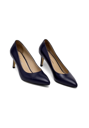 Elit Selestia Kadın Hakiki Deri Stiletto Lacivert Lacivert