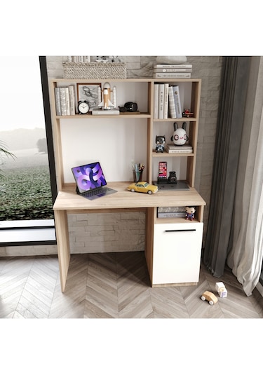 Ildır Çalışma Masası Flora Beyaz Tamamı Mdf
