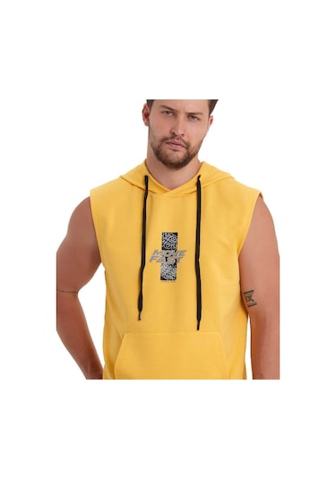 Adams Erkek Kapüşonlu Kanguru Cepli Kolsuz Sweatshirt 001