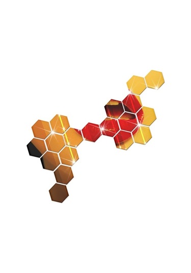 Novahub 12 Adet 3d Altıgen Ayna Sticker, 10x10cm Altın, Zengin Dekorasyon İçin Diğer