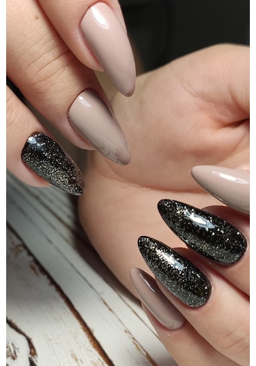 Alix Avien Gold Işıltılı Siyah Kalıcı Oje 108-yoğun Renk Veren Jel Oje 12 Ml-nail Uv Gel Polish 108