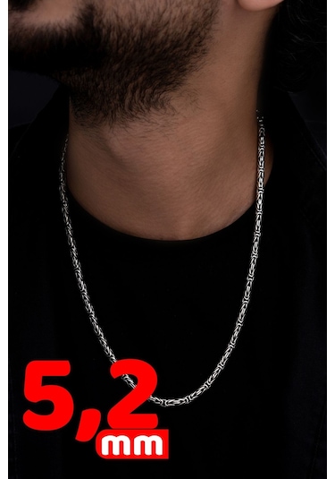 Erkek Gümüş Yuvarlak Kral Model Kolye 5.2 Mm 60 Cm