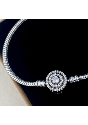 Charm Bileklik Tektaş Model 316 L Paslanmaz Çelik Gümüş