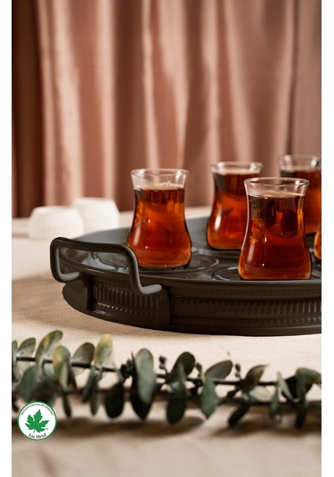 Lin Metal Lotus 57 cm Elips Metal Tepsi - Siyah