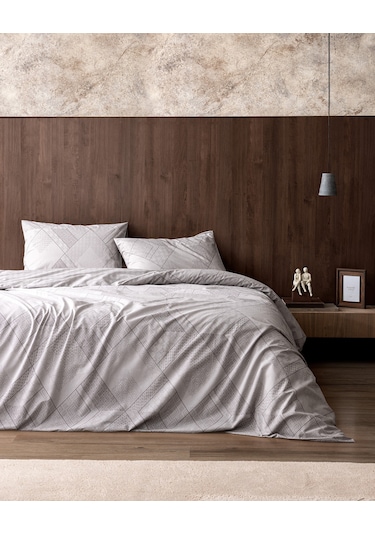 Aurelie Tek Kişilik %100 Pamuk Ranforce Baskılı Nevresim Takımı - Gri 8684427282687 Gri