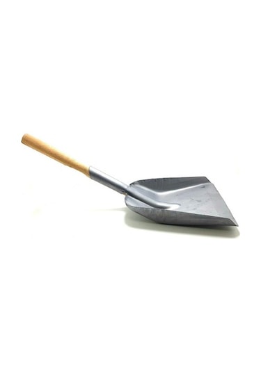 Büyük Boy Ahşap Saplı Metal Kürek . Çöp Ve Kömür Küregi