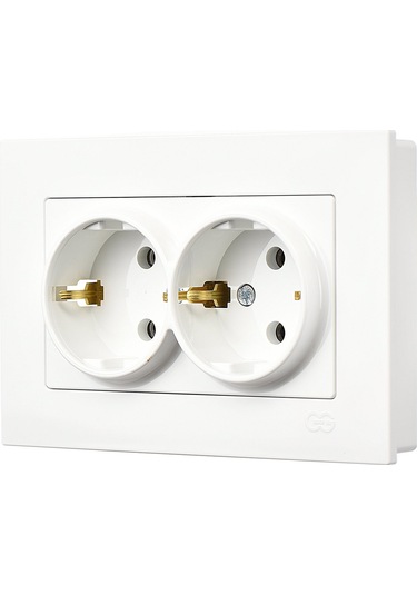 Günsan  Eqona Beyaz İkili Topraklı Priz