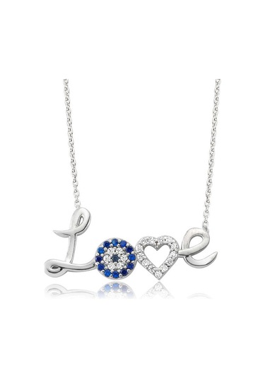 Gümüş Love Kadın Kolye Beyaz