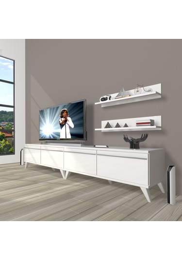 Decoraktiv Eko 220t Mdf Retro Tv Ünitesi Tv Sehpası Parlak Beyaz