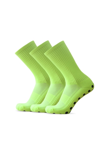 Tenfowee Yeşil 3'lü Paket Futbol Çorapları - Konforlu, Nemi Emici, Kaymaz Altı Polyester Spandex Yeşil