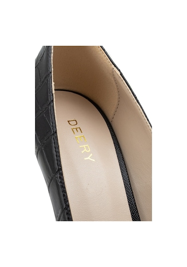 Deery Siyah Kroko Kadın Stiletto Siyah