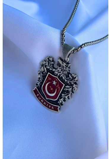 Türkiye El İşçiliği Paslanmaz Çelik Zincir Erkek Kolye Gümüş