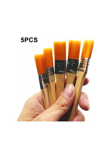 Novahub 5 Adet Naylon Saç Ahşap Saplı Boya Fırçası Dıy Ev Boyama Dekorasyon Aracı