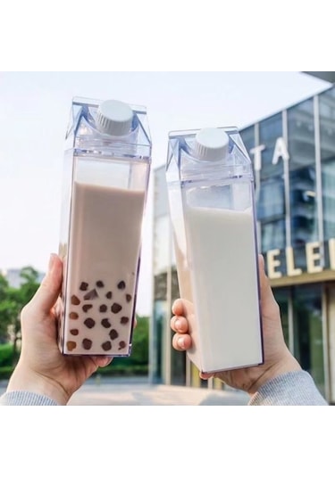 Finehome Süt Kutu Tasarımlı Su Kahve İçecek Şişesi
