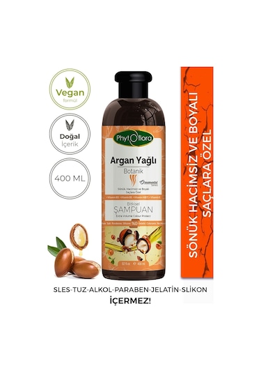 Phytoflora Tuzsuz Argan Yağlı Botanik Şampuan 400 ML