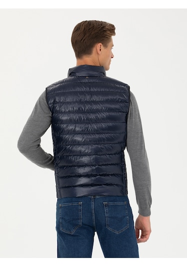 Cacharel Lacivert Slim İnce Kapitone Mont Yelek