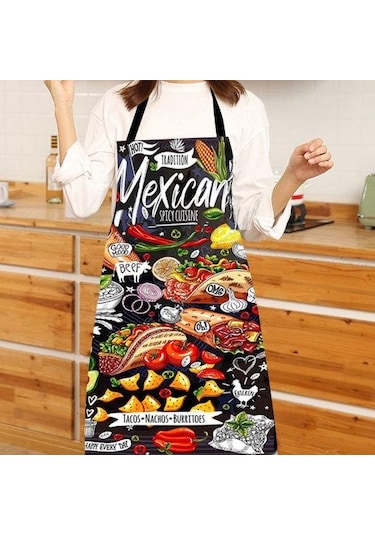 Pişirme Önlüğü Kolsuz Rahat Giyen Net Ve Gerçek Görüntü Yeniden Kullanılabilir Anti-leke Su Geçirmez Polyester Pizza Desenli Mutfak Önlüğü Ev Gereçleri L 3