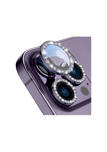 Buff İphone Uyumlu 14 Pro / 14 Pro Max Diamond Lens Koruyucu Mor