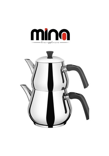 Mina Damla Orta Boy Paslanmaz Çelik Çaydanlık Takımı 1.00l 1.80l İnox
