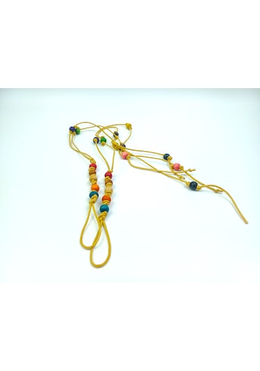 Bohem Barefoot Sandal Renkli Ahşap Boncuklu Çift Halhal Çok Renkli