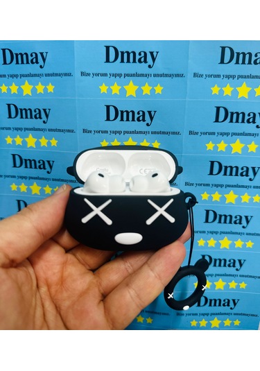 Apple Airpods Pro 3. Nesil 2025 Uyumlu Figürlü Silikon Kılıf Anahtarlıklı Kılıf Beyaz