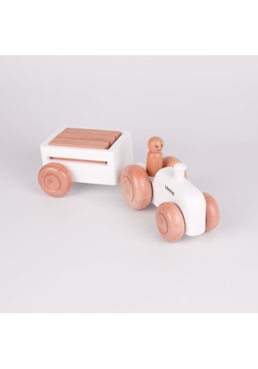 Ahşap Retro Traktör Beyaz