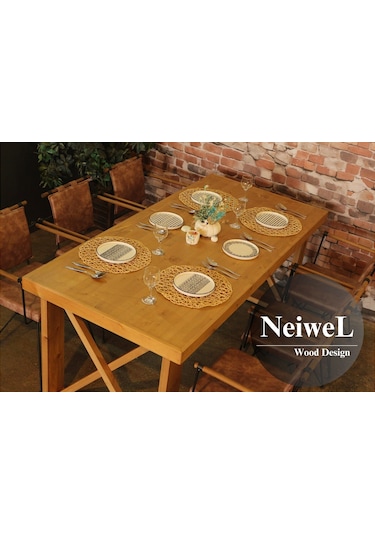 Neiwel Mai X Doğal Ahşap Mutfak Ve Yemek Masası-100-260 Açık Ceviz