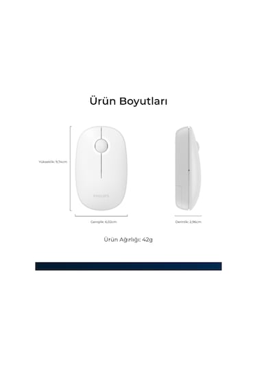 Philips SPK7378 Kablosuz 1600DPI 3 Tuşlu Optik Sessiz Mouse