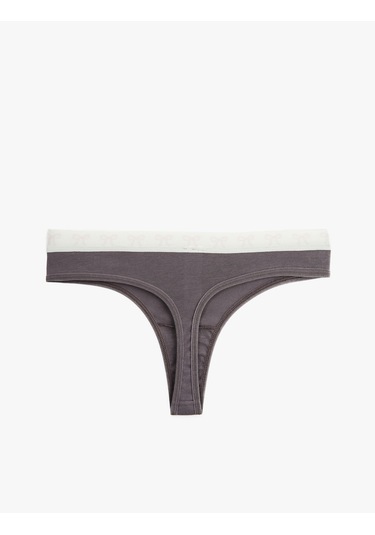 Koton Pamuklu Renk Kontrastlı Lastik Detaylı Rahat Kalıp String Külot Gri 6wlk30063mk Gri