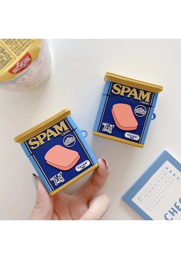 Bipower Airpods 1-2 Uyumlu Kılıf Spam Konserve Mavi