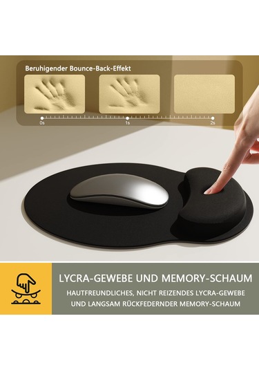 Ergonomik Mouse Pad Ve Bilek Desteği Seti, Nötr Pozisyonlu Ağrı Giderici, Gelişmiş Kontrol İçin Pürüzsüz Mikrofiber, Kaymaz Kauçuk Taban