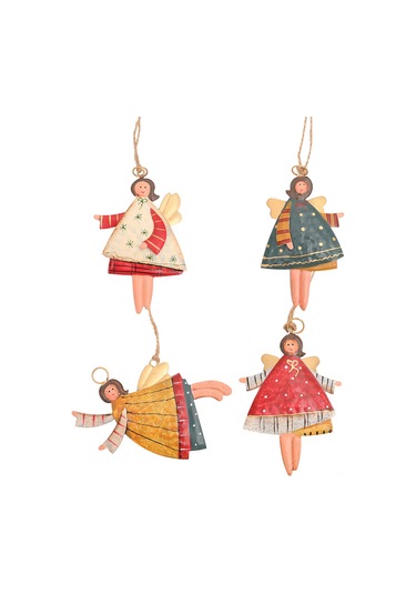 Teltree Noel Dekorasyonu: El Yapımı Demir İşlemeli Boyalı Melek Kız Askısı - Ağaç Süs Takımı Ve Aksesuarı