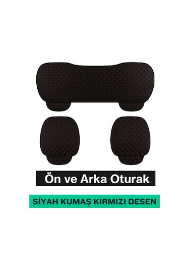 Audi Q3 Uyumlu 3 Parça Kapitone Kumaş Minder Siyah Kırmızı