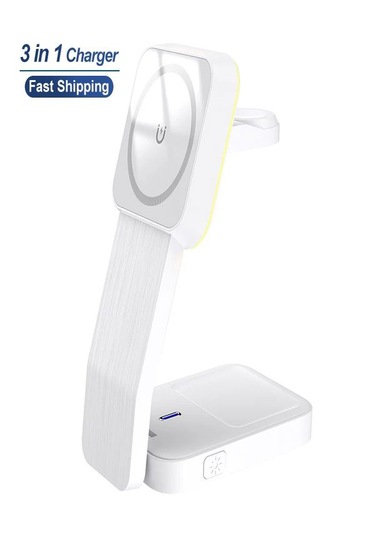 Çelikwork AW18 3 İn1 15 W Mıknatıslı Kablosuz Şarj Standı Beyaz