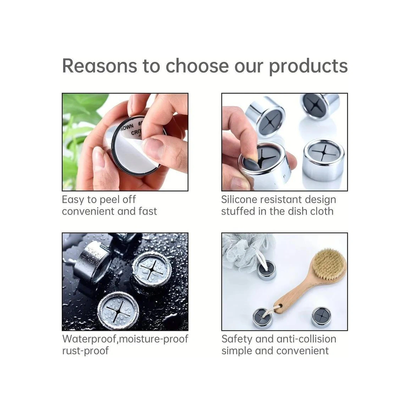 Youmex Abs Plastiği Banyo Kancaları 8 Adet - Yumuşak Silikon Klipsli, Çarpışma Güvenli, Kolay Kurulum Yapıştır/sıkma Gümüş