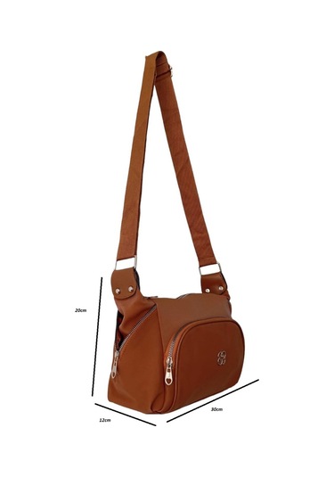 Mygeppetobag Suni Deri Bayan Çapraz Çanta -omuz Çantası Taba