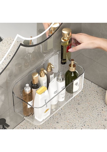 Mufunye Banyo Duş Dolabı, Sürekli Su Akışı Özelliği İle Cam, Plastik Malzemelerden Yapılmış, Delme Olmadan Monte Edilebilir Duvar Takımı A1310500 Şeffaf Uzun Diğer