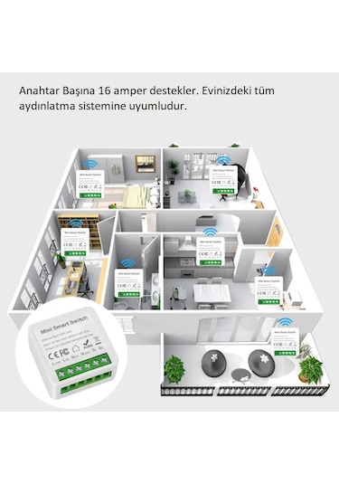 Akıllı Kuru Kontak Anahtar Wifi Smart Switch Aubess Tuya 16amper