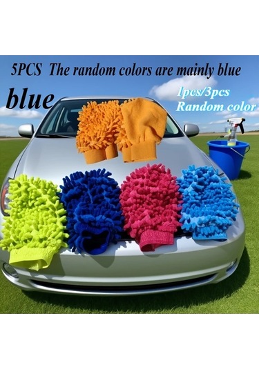 Elmpaly 3 Adet Çift Taraflı Puşet Chenier Oto Yıkama Eldiveni, Ev Ve Araç Temizlik Seti