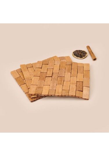 Mucit Home 1 Adet Bambu Damalı Nihale Sağlıklı Bambu Açık Kahverengi