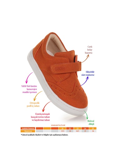Kiko Kids Richie Cırtlı İlk Adım Günlük Erkek Bebek Casual Ayakkabı Turuncu Turuncu