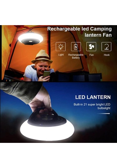 Honmex Siyah Tahtaçıklı Led Işıklı Kamp Fanı - 3600mah Li-pil İle Taşınabilir, Hız Ve Parlaklık Ayarlanabilir