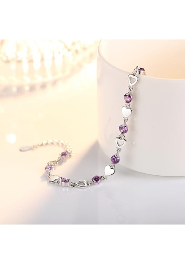 Beyaz Aşk Şekilli Bileklik Zirkon Kristal Bileklik