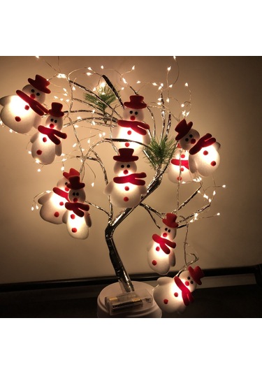 Ximistore9 Kar Karakteri Led Işık Zinciri Noel Giyim Ve Dekorasyonu - Sıcak Beyaz 1.65m 10 Işık Pilli