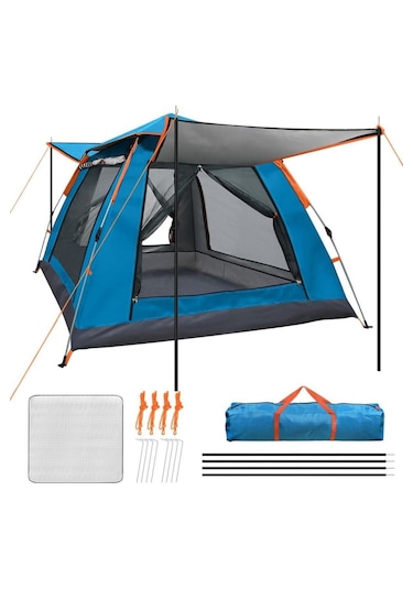 6 Kişilik Tam Otomatik Tenteli Çift Kapılı Kamp Çadırı 240x240x1
