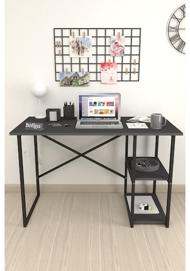 Bofigo 2 Raflı Çalışma Bilgisayar Masası 60 x 120 CM Antrasit