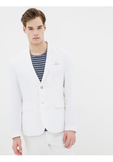 Koton V Yaka Ceket Kırık Beyaz 6yam59029ow 6YAM59029OW001 Ekru